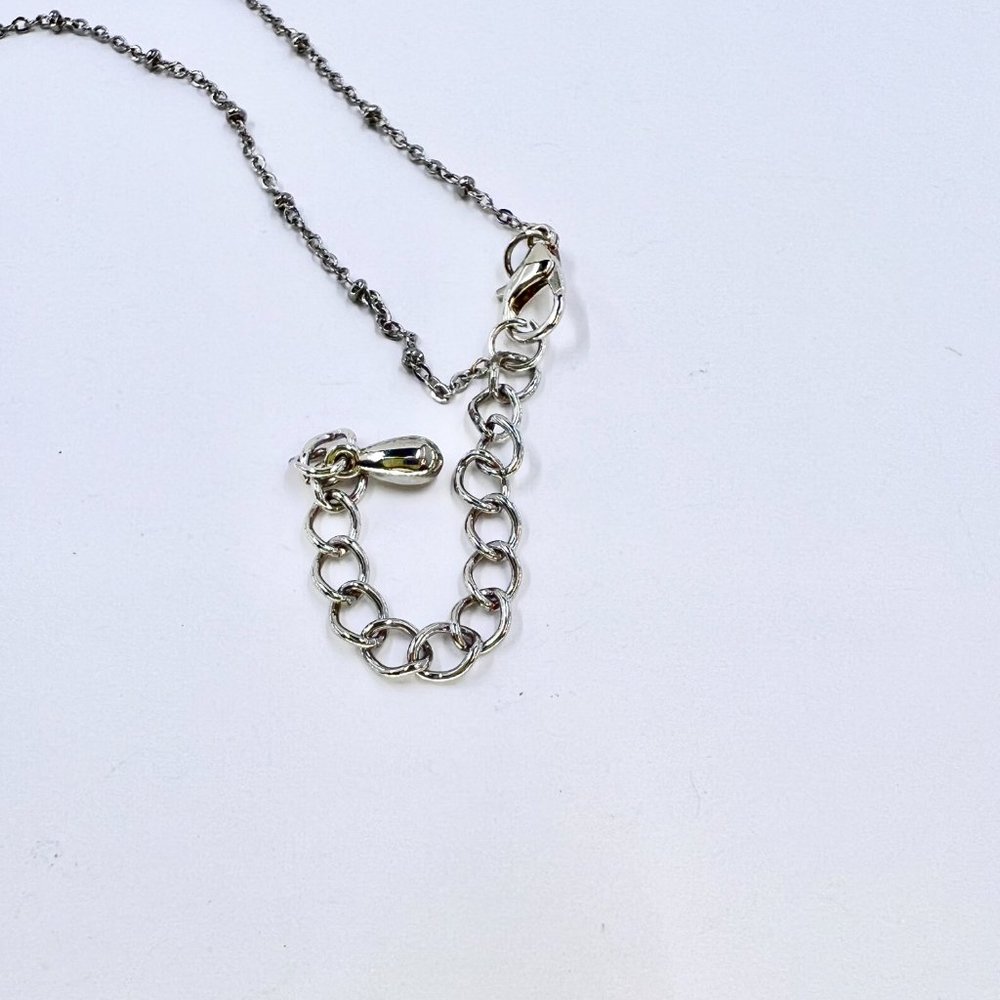 New / Handcrafted - Purple Iridescent Bubble Heart Silver Tone Chain Necklace - Picture 6 of 7